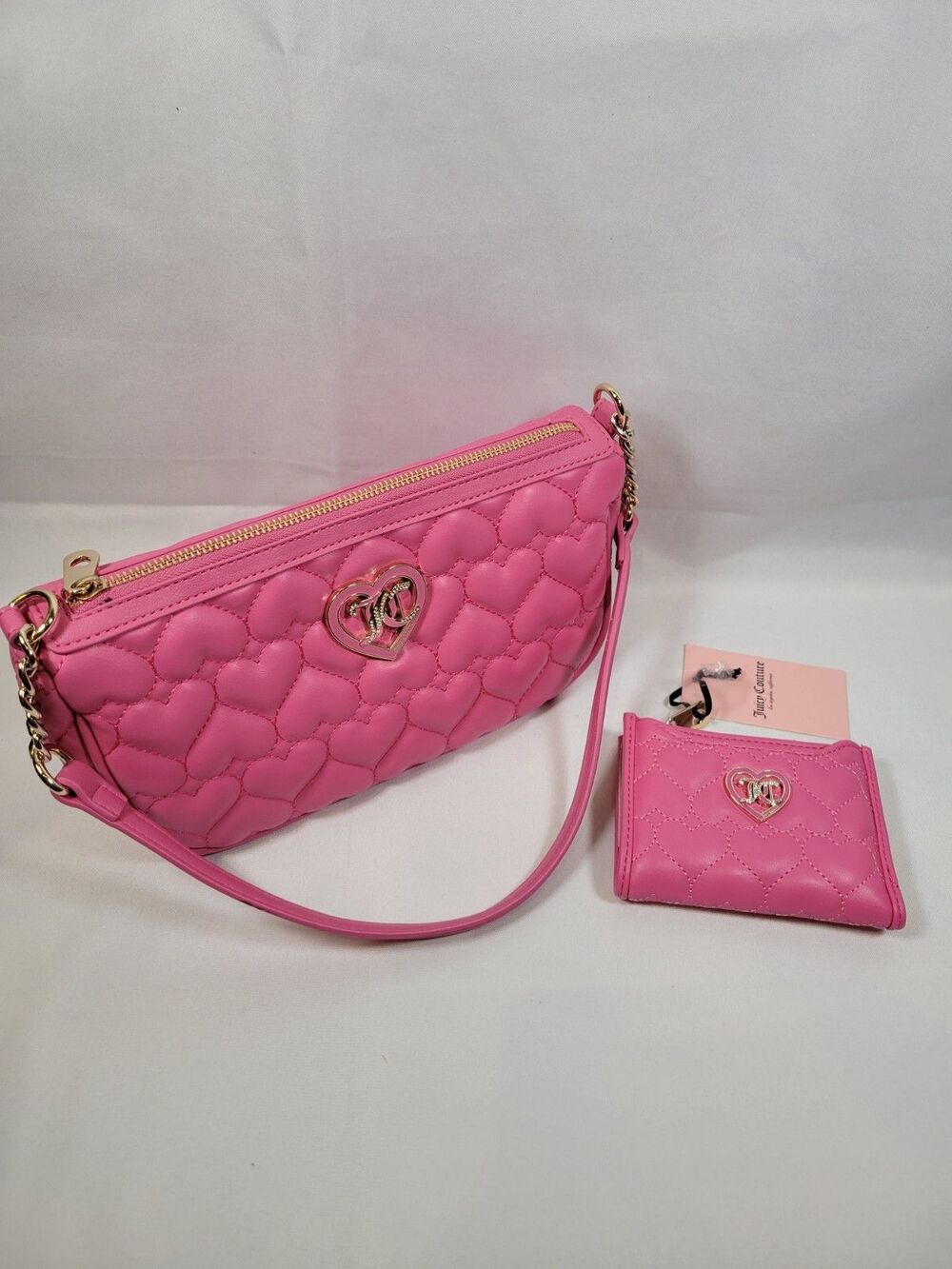 Juicy Couture Flawless Purse & Wallet Set Heart Quilted Pink Coquette Love Cute
